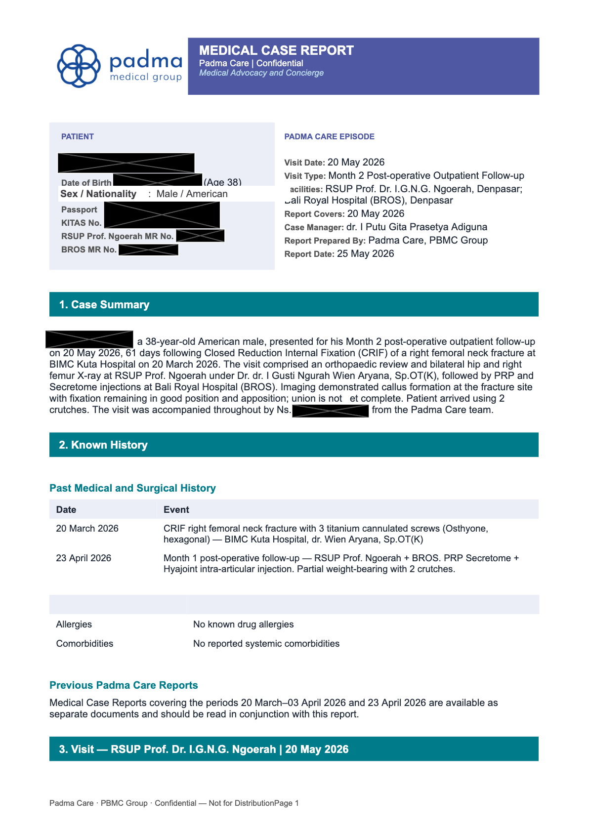 Medical case report: page 1