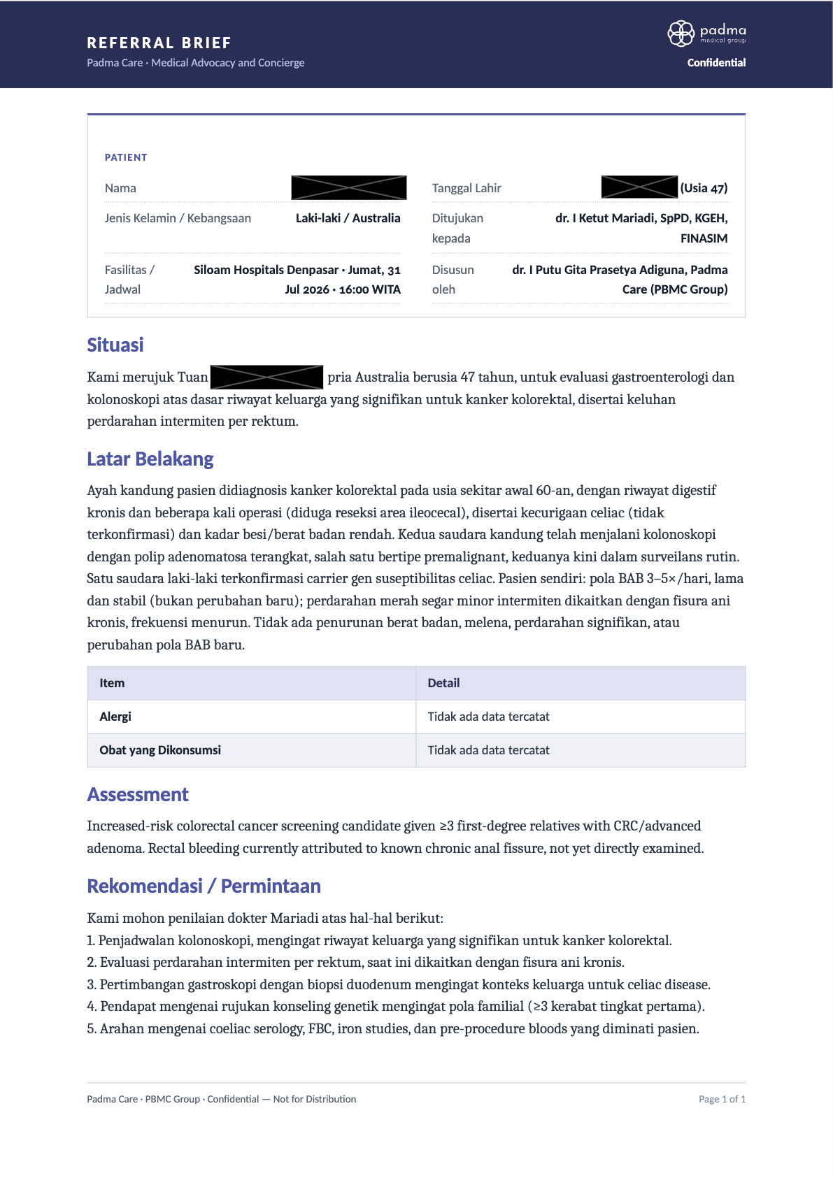 Referral brief: page 1